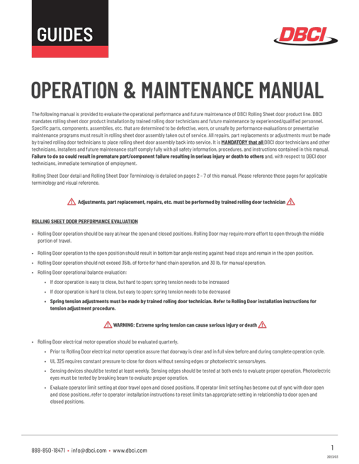 DBCI Operation & Maintenance Manual